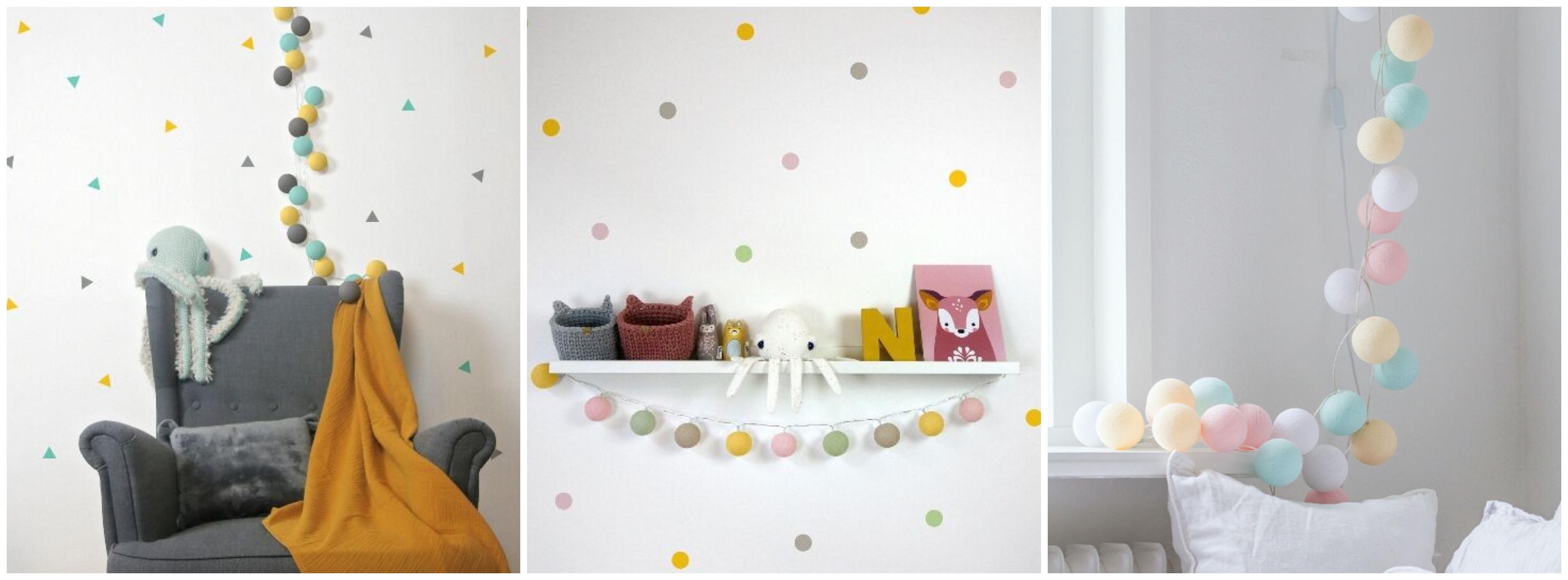 gyerekszoba dekoráció - gömblámpa füzér