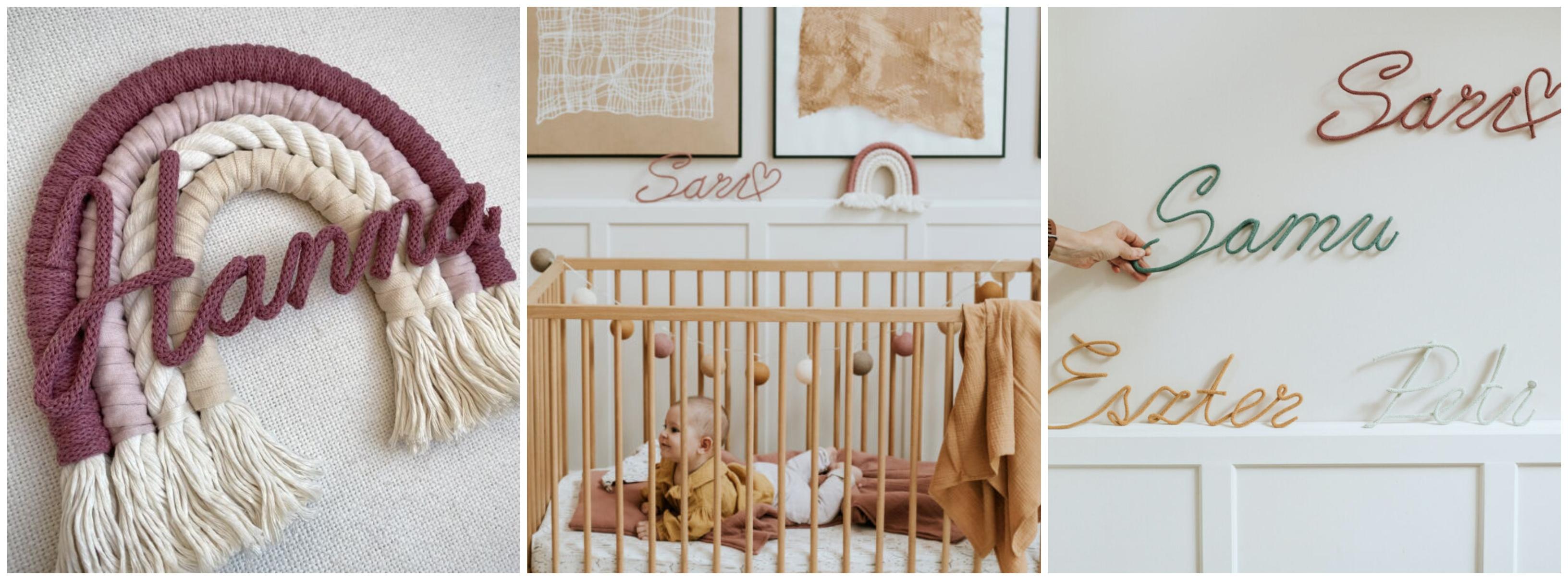 gyerekszoba névre szóló drótfelirat dekoráció