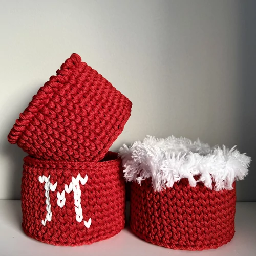 piros horgolt kosár 3 féle piros horgolt kosár 3 féle