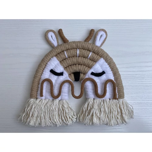 bézs őzike szivárvány fali dekor fonallal bézs őzike szivárvány fali dekor fonallal