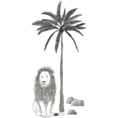"Fekete-fehér oroszlán és pálmafa" nagy méretű falmatrica, Lilipinso