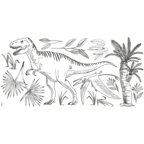 fekete-fehér T-rex nagy méretű falmatrica (Lilipinso)