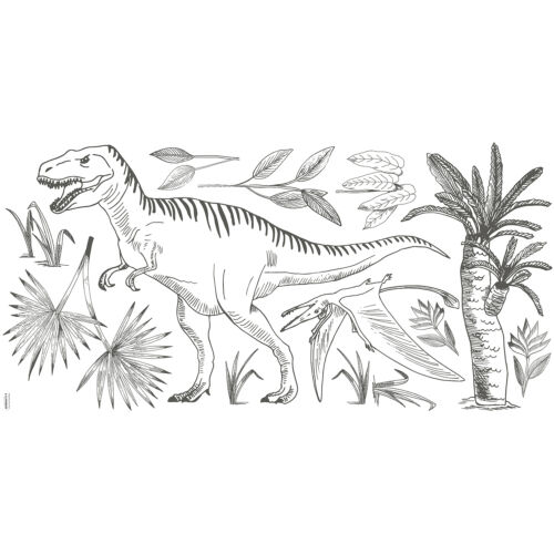 fekete-fehér T-rex nagy méretű falmatrica (Lilipinso)