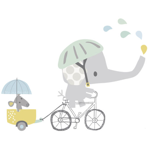 Bicikliző elefánt nagy méretű falmatrica (Lilipinso)