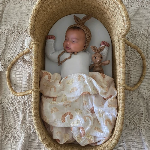 aden+anais szivárvány és napocska mintás muszlin takaró