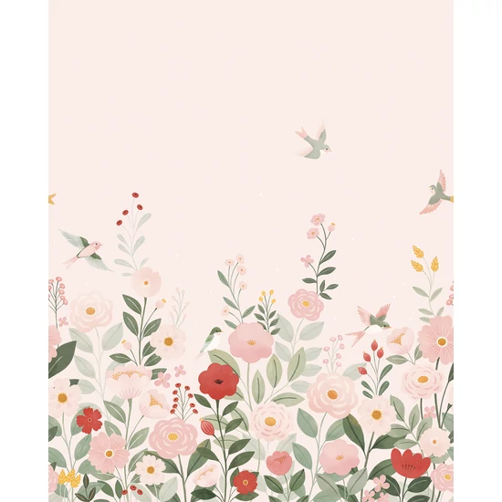 Lilipinso madárdal és virágillat óriás dekor tapéta gyerekszobába