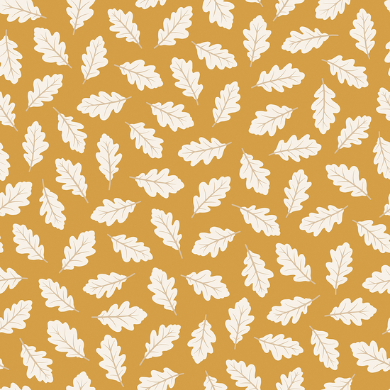Lilipinso őszi faleveles tapéta gyerekszobába - mustár alapon