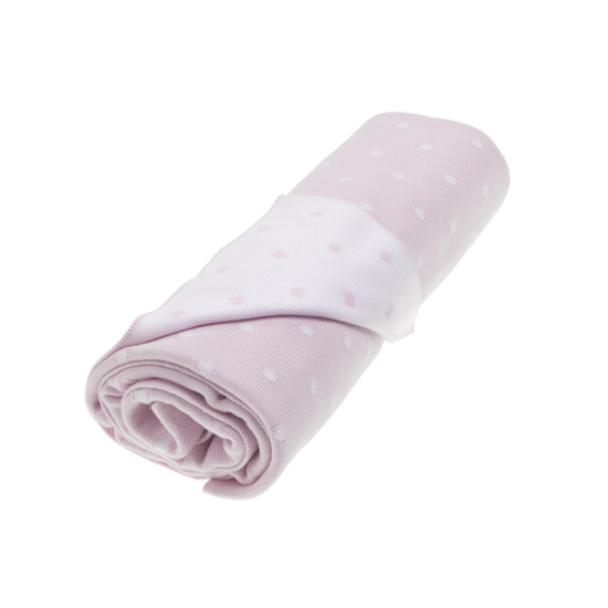 Rózsaszín-fehér pöttyös kötött pamut babatakaró, Vinter&Bloom