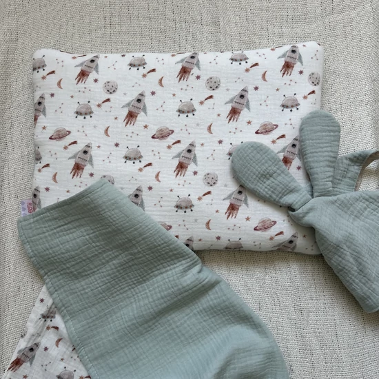 babyberry űrhajós - vízkék babaágynemű szett